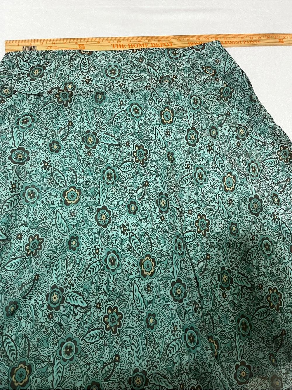 Sandra Darren Teal Brown Floral Lined A-Line Midi Skirt Plus Size 18W
